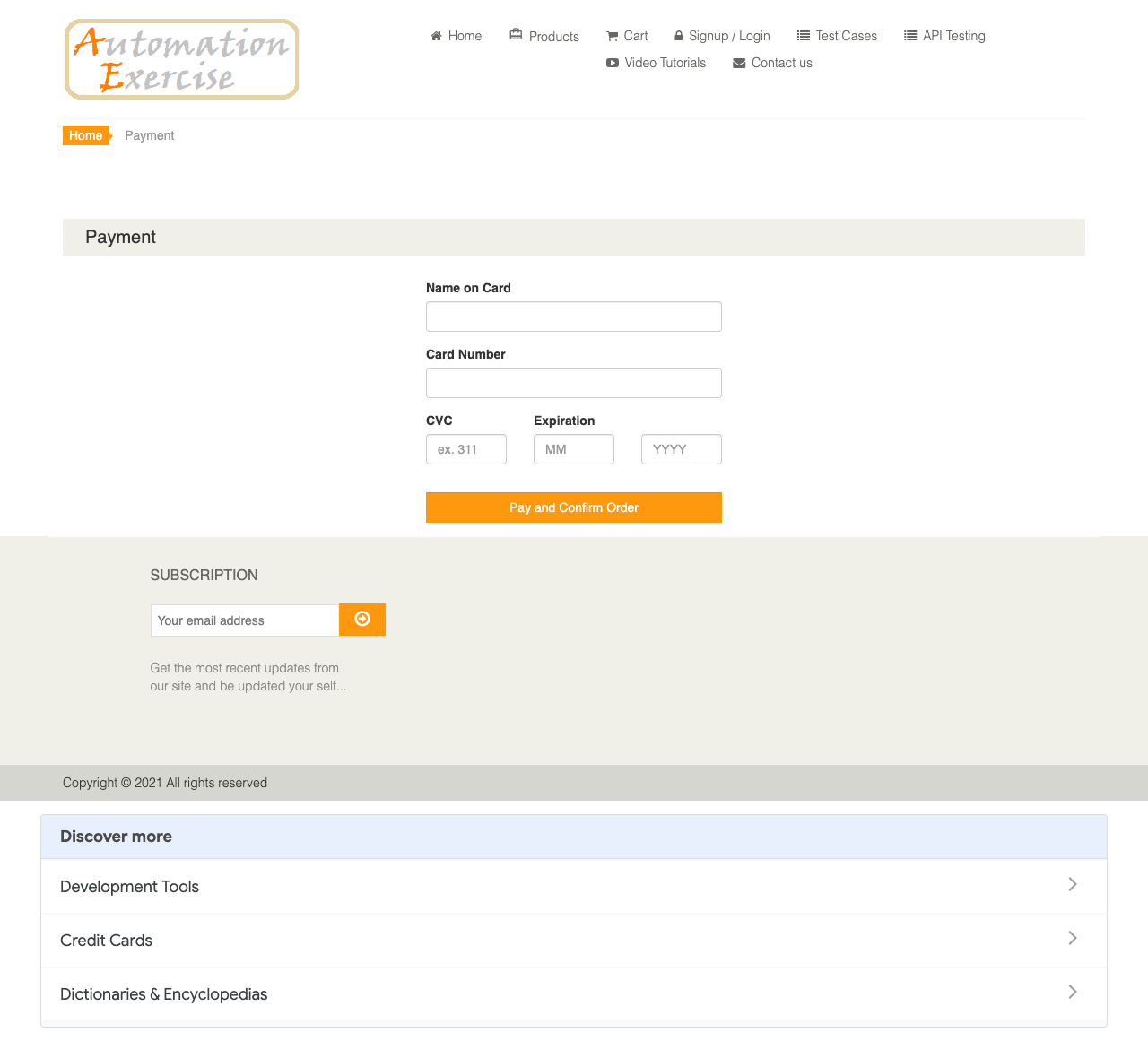 未登入直接輸入 /payment 網址,頁面正常顯示 Payment 與 Name on Card